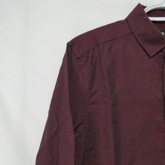 TOPMAN - Stretch - Skinny Fit | small | Classic Burgundy Long Sleeve Shirt - Picture 3 of 14